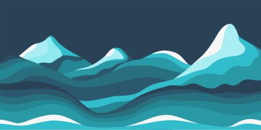 Güzel soyut gece dağlık arazi renkli basit dalgalı şekillerden yapılmıştır.