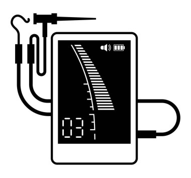 Düz monokrom tarzında elektronik apeks yer belirleme simgesi. Apik daralmanın konumunu ve kanal boşluğunun uzunluğunu belirlemek için tıbbi aygıt