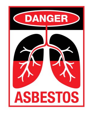 Tehlike Asbestos - akciğerlerde tehlikeli maddeyi etkileyen uyarı işareti
