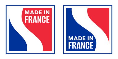 Fransa 'da üretilmiş. Ulusal Fransız bayrağıyla garanti ve kaliteli üretim etiketi. Siyah kırmızı sarı. Kare vektör kartı