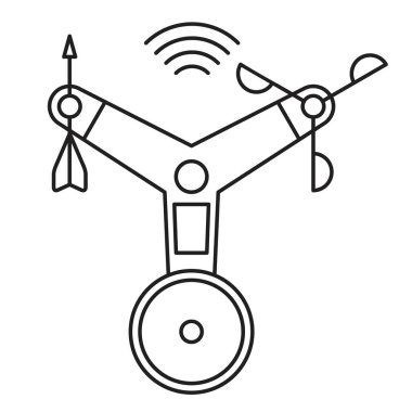 Üst görüntüde akıllı bir hava istasyonu var. Sıcaklığı, nem ve rüzgar hızını ölçmek için bir cihaz. İnce çizgi üzerinde vektör simgesi