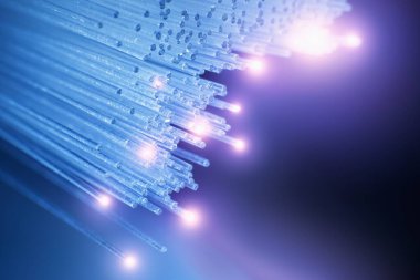 Optik fiber, mavi ışıklar soyut arkaplan