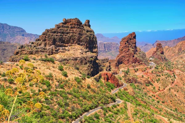 Gran Canaria adasının merkezi. Yılan yolu var. Kanarya Adaları, İspanya