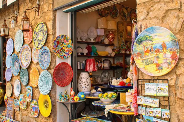 stock image Ravello, Amalfi coast, Campania, South Italy -  25.3.2022 Typical italian ceramic  and souvenir shop