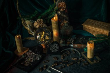 İskandinav, İskandinav konsepti, eski dünya büyüsü. Ayin, putperest sahne, Kuzey cadı sunağı