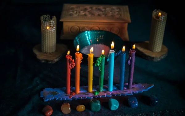 Ενεργειακή Επούλωση Reiki Session Chakra Τελετουργίες Κεριά Μαγεία Wicca Νέο — Φωτογραφία Αρχείου