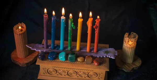 Energy Healing Reiki Session Chakra Rituals Candles Wicca Magic New — Stock Fotó