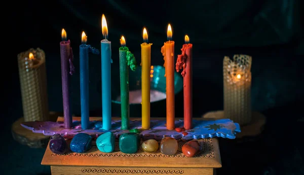 Зцілення Енергії Сеанс Реаліків Або Ритуали Чакри Свічками Магія Вікки — стокове фото