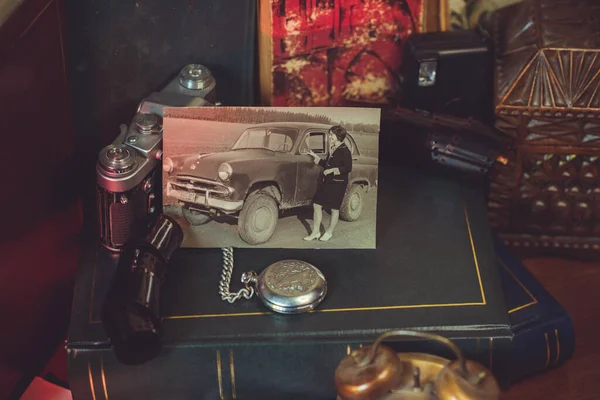 Aesthetic of old photos, albums with vintage photo, fashion trend on a retro vibes