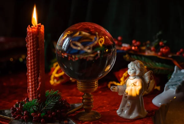 Concept Christmas Atmosphere Divination Fate Predictions Magical Ball Other Magic — Stock Photo, Image