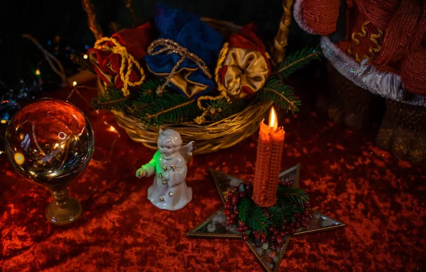 Концепция Рождественской Атмосферы Гадания Предсказания Судьбы Волшебный Шар Прочая Магия — стоковое фото