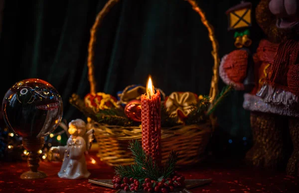 Begreppet Julstämning Spådom Ödesförutsägelser Magisk Boll Och Annan Magi Illustration — Stockfoto