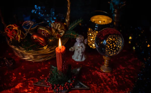 Fogalom Karácsonyi Hangulat Jövendölés Sors Jóslatok Mágikus Labda Egyéb Mágia — Stock Fotó