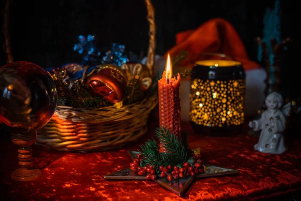 Mystische Feiertagsstimmung Weihnachtliche Ästhetik Positive Winterstimmung Dekoration Für Hause — Stockfoto