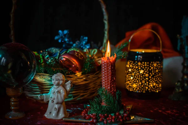 Mystical Holidays Hangulat Xmas Esztétika Pozitív Téli Hangulat Dekoráció Otthon — Stock Fotó