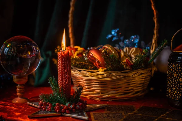 Mystisk Semester Atmosfär Jul Estetik Positiv Vinter Vibe Dekoration För — Stockfoto