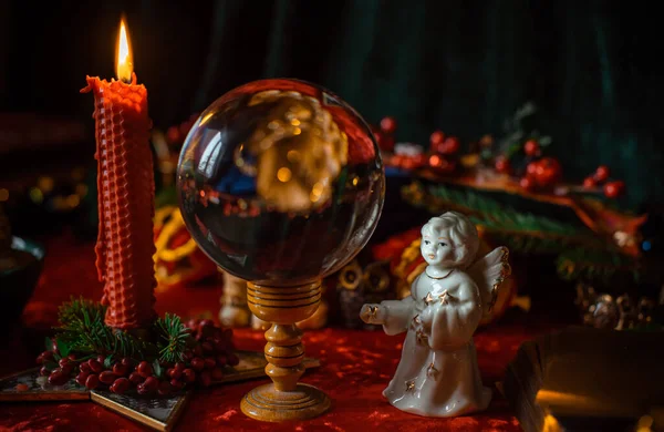 Mystieke Vakantie Sfeer Kerstmis Esthetische Positieve Winter Vibe Decoratie Voor — Stockfoto
