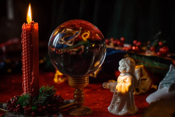 Mystische Feiertagsstimmung Weihnachtliche Ästhetik Positive Winterstimmung Dekoration Für Hause — Stockfoto