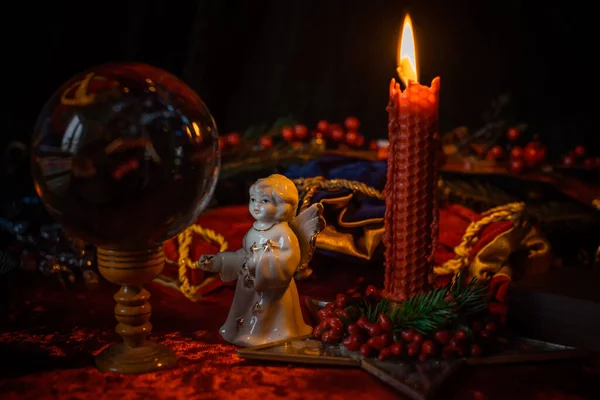 Атмосфера Праздника Рождественская Эстетика Позитивная Зимняя Атмосфера Украшение Дома — стоковое фото