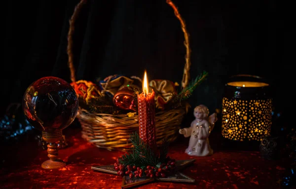 神秘假日气氛 圣诞美感 积极的冬季气氛 家居装饰 — 图库照片