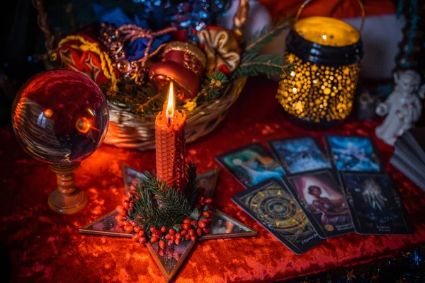 Concetto Divinazione Natale Predizioni Carte Tarocchi Altra Magia Europa Ucraina — Foto Stock