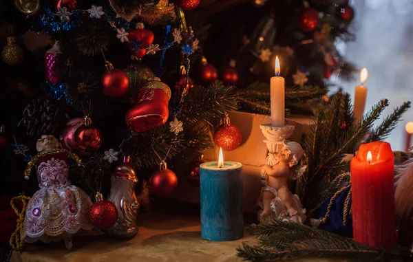Winter Kerst Concept Decoratie Thuis Details Ideeën Voor Nieuwjaar — Stockfoto