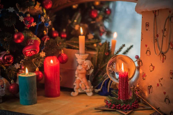 冬季圣诞时间的概念 家居装修 细节及新年意念 — 图库照片