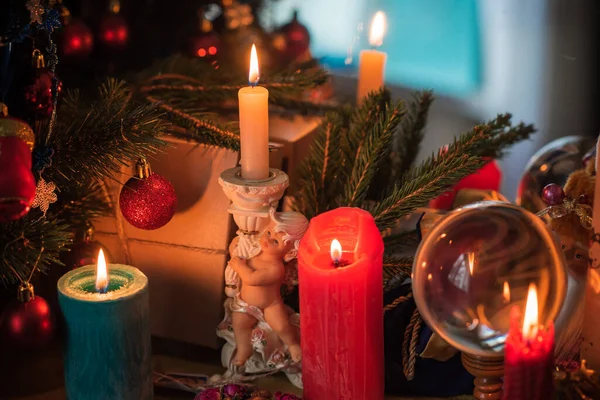 Vinter Jul Tid Koncept Dekoration Hemma Detaljer Och Idéer För — Stockfoto