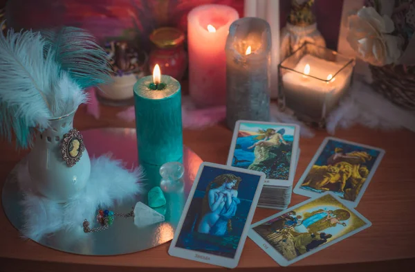 Concepto Adivinación Predicciones Cartas Del Tarot Europa Ucrania Kiev Diciembre — Foto de Stock