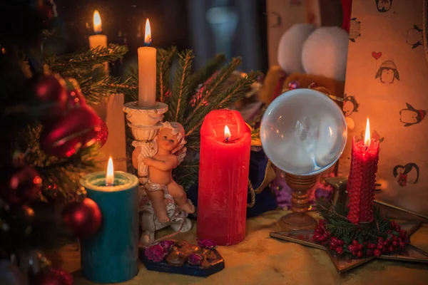 Rite Kerstmis Wicca Heidense Energie Magie Kerstavond Voorspelling Liefde Geld — Stockfoto