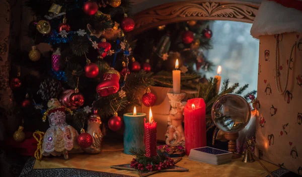 Τελετή Χριστουγέννων Γουίκα Παγανιστική Ενεργειακή Μαγεία Παραμονή Χριστουγέννων Πρόβλεψη Προσελκύεις — Φωτογραφία Αρχείου