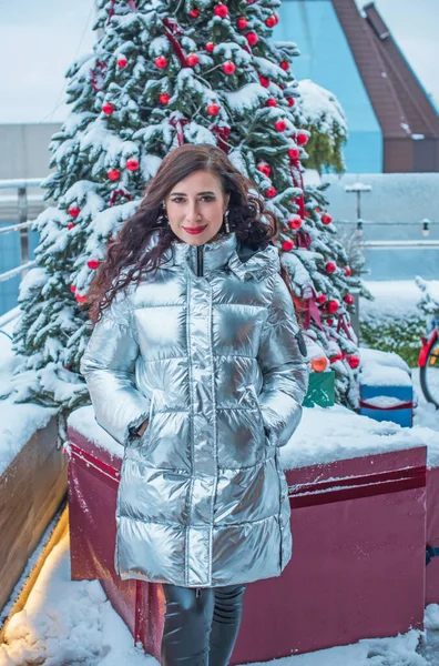 Європейська Туристична Жінка Місті Різдво Спосіб Життя — стокове фото