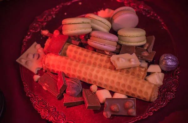 Süßigkeiten Und Bonbons Schokolade Essenskonzept Süße Atmosphäre — Stockfoto