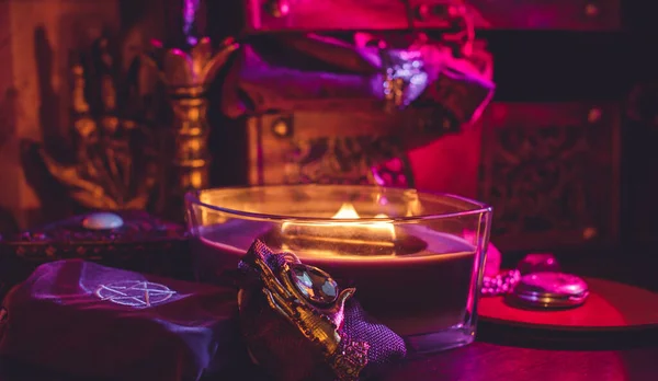 Kaarsen Branden Het Altaar Kaarsen Magie Schone Aura Het Verwijderen — Stockfoto