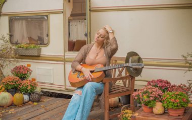 Casual Boho collection of women's clothes. Plus size European blonde woman stylish dress. Concept of sizes, happy nice natural beautiful woman