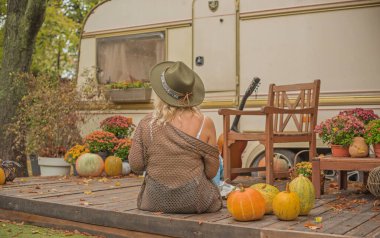 Casual Boho collection of women's clothes. Plus size European blonde woman stylish dress. Concept of sizes, happy nice natural beautiful woman