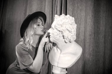 Casual Boho collection of women's clothes. Plus size European blonde woman stylish dress. Concept of sizes, happy nice natural beautiful woman