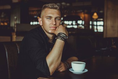 Handsome young Blonde Scandinavian men. Students lifestyle. Psychology portrait, illustration