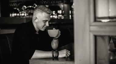 Handsome young Blonde Scandinavian men. Students lifestyle. Psychology portrait, illustration