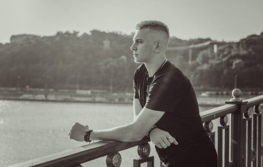 Handsome young Blonde Scandinavian men. Students lifestyle. Psychology portrait, illustration