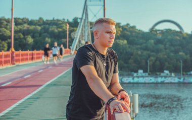 Handsome young Blonde Scandinavian men. Students lifestyle. Psychology portrait, illustration