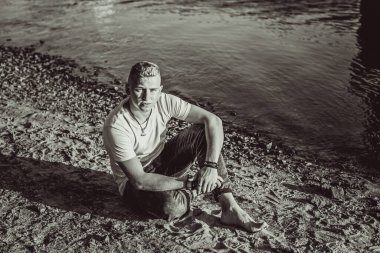 Handsome young Blonde Scandinavian men. Students lifestyle. Psychology portrait, illustration