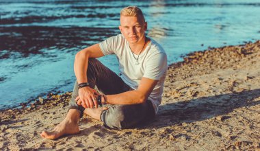 Handsome young Blonde Scandinavian men. Students lifestyle. Psychology portrait, illustration