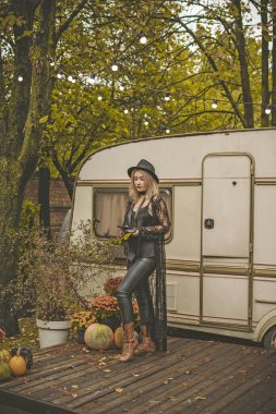 Modern Boho lifestyle, illustration for fashion rustic details. Lady portrait 