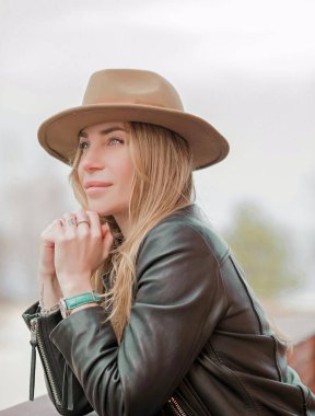 Face of modern confident independence stylish lady in new world. Feminist or Feminity, new people