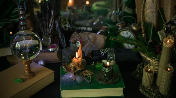 Illustration Der Esoterischen Szene Kerzen Auf Einem Altar Weissagung Vorhersagen — Stockfoto