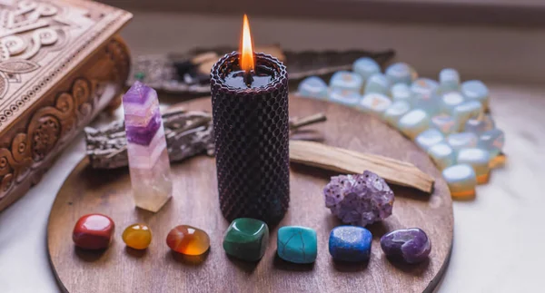 Energy Healing Reiki Session Chakra Rite Candles Wicca Magic New — Stock Photo, Image