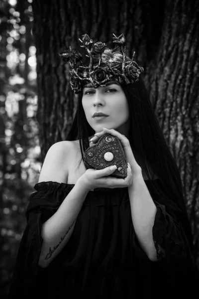Büyülü Şeyleri Olan Gotik Bir Kadın Falcılık Kavramı Kader Kehanetleri — Stok fotoğraf