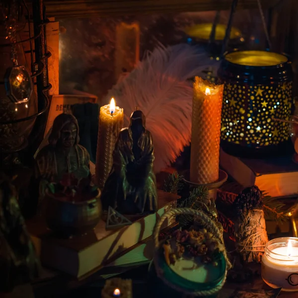 Ilustración Altar Brujas Concepto Destino Predicción Magia Energía Wicca Cosas — Foto de Stock