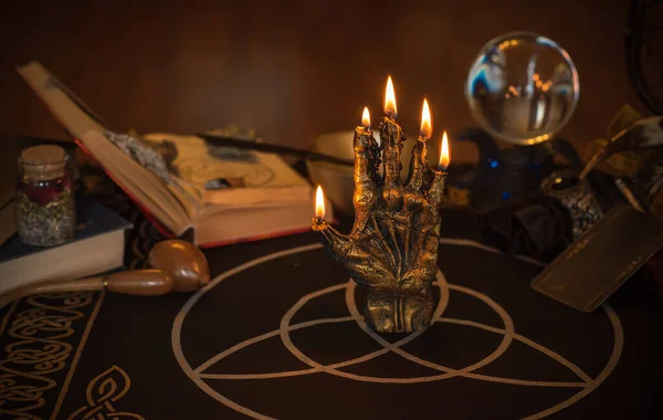 Illustration Witch Altar Concept Destiny Prediction Magic Energy Wicca Pagan — Stock Photo, Image